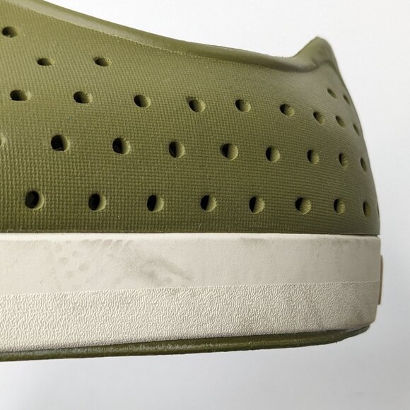Native Olive Green Slip-On Loafers with White Toe Cap main image 8
